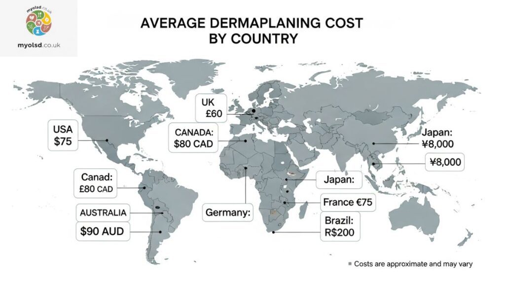 Average Dermaplaning Cost by Country