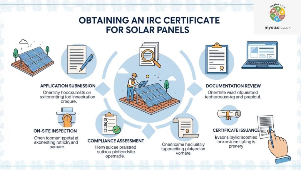 How can you obtain an IRC certificate for solar panels?