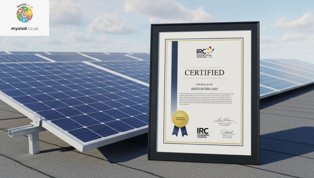 What is the meaning of an IRC certificate for solar panels?