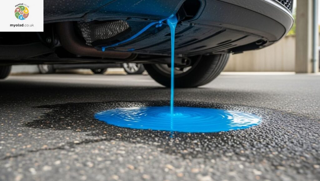 Blue Liquid Leaking from Car Blue Liquid Leaking from Car